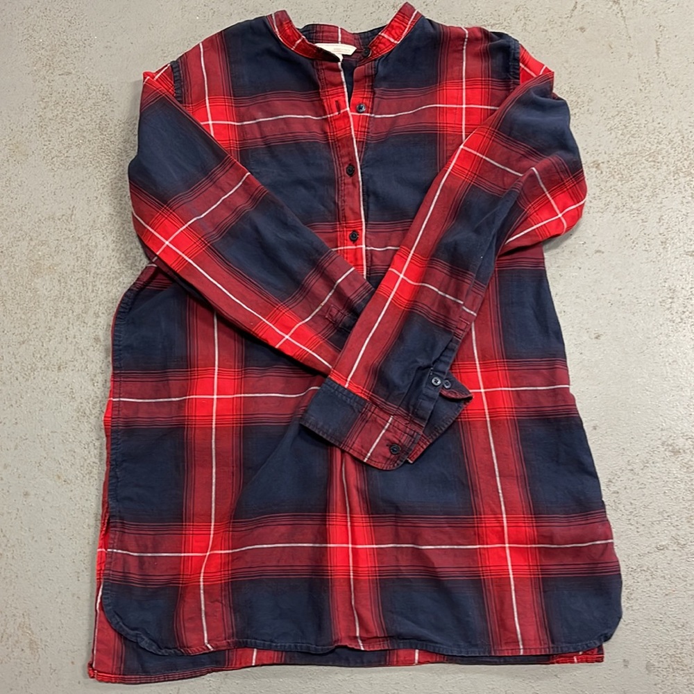 Gap Plaid Red White Blue Cotton Long Sleeve Shirt Small